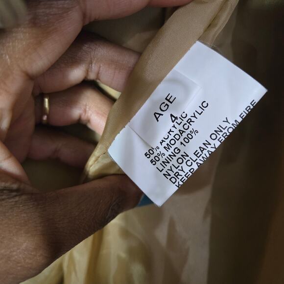 Neiman Marcus Leopard Print Coat Tan Faux Fur Plush Animal Dressy Winter 4 Girls - Picture 11 of 12